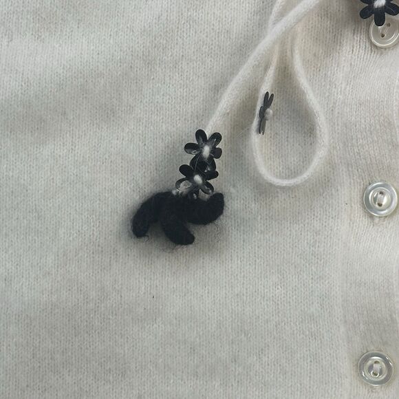 Vintage 90s Urban Outfitter Mohair Sweater Women Medium Cream Cardigan Coquette - Picture 6 of 14